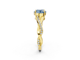 Yellow gold Fancy Blue Round  Cut Diamond Twisted Band Engagement Ring with Prong Setting_5