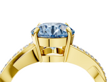 Yellow gold Fancy Blue Round  Cut Diamond Twisted Band Engagement Ring with Prong Setting_7