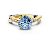 Yellow gold Fancy Blue Round  Cut Diamond Twisted Band with Pavé Setting and Four-Prong Setting_20
