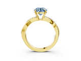 Yellow gold Fancy Blue Round  Cut Diamond Twisted Band with Pavé Setting and Four-Prong Setting_23