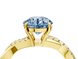 Yellow gold Fancy Blue Round  Cut Diamond Twisted Band with Pavé Setting and Four-Prong Setting_24