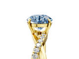 Yellow gold Fancy Blue Round  Cut Diamond Twisted Band with Pavé Setting and Four-Prong Setting_25