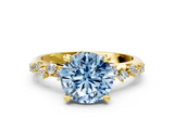 Yellow gold Fancy Blue Round  Cut Diamond Vine Band with Four-Prong Setting_59