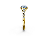 Yellow gold Fancy Blue Round  Cut Diamond Vine Band with Four-Prong Setting_61