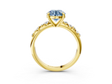 Yellow gold Fancy Blue Round  Cut Diamond Vine Band with Four-Prong Setting_62