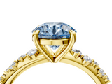 Yellow gold Fancy Blue Round  Cut Diamond Vine Band with Four-Prong Setting_63