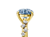 Yellow gold Fancy Blue Round  Cut Diamond Vine Band with Four-Prong Setting_64