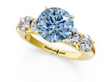 Yellow gold Fancy Blue Round  Cut Five-Stone Prong Set Diamond Ring with Classic Band_32