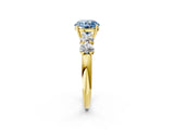 Yellow gold Fancy Blue Round  Cut Five-Stone Prong Set Diamond Ring with Classic Band_33