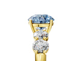 Yellow gold Fancy Blue Round  Cut Five-Stone Prong Set Diamond Ring with Classic Band_36