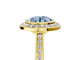 Yellow gold Fancy Blue Round Cut Halo Bezel Diamond Pave Band Ring_5