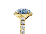 Yellow gold Fancy Blue Round  Cut Halo Diamond Engagement Ring with Pave Band and Four-Prong Setting_34