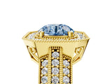 Yellow gold Fancy Blue Round Cut Halo Diamond Engagement Ring with Pave Split Shank and Four-Prong Setting_5