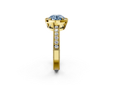 Yellow gold Fancy Blue Round  Cut Halo Diamond Pave Band Ring with Four-Prong Setting_27
