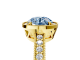 Yellow gold Fancy Blue Round  Cut Halo Diamond Pave Band Ring with Four-Prong Setting_30