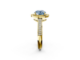 Yellow gold Fancy Blue Round  Cut Halo Diamond Pave Band with Four-Prong Setting_39
