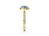 Yellow gold Fancy Blue Round Cut Halo Diamond Pave Band with Prong Setting_2