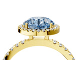 Yellow gold Fancy Blue Round Cut Halo Diamond Pave Band with Prong Setting_4
