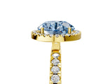 Yellow gold Fancy Blue Round Cut Halo Diamond Pave Band with Prong Setting_5