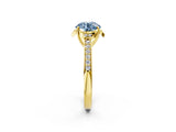 Yellow gold Fancy Blue Round  Cut Halo Diamond Ring with Channel Set Band and Four-Prong Setting_34