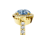 Yellow gold Fancy Blue Round  Cut Halo Diamond Ring with Pave Band and Four-Prong Setting_29