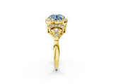 Yellow gold Fancy Blue Round Cut Halo Diamond Split Shank Engagement Ring with Four-Prong Setting_2