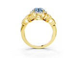 Yellow gold Fancy Blue Round Cut Halo Diamond Split Shank Engagement Ring with Four-Prong Setting_3