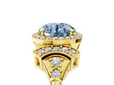 Yellow gold Fancy Blue Round Cut Halo Diamond Split Shank Engagement Ring with Four-Prong Setting_5