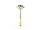 Yellow gold Fancy Blue Round Cut Halo Round Diamond Pavé Band with Four-Prong Setting_5