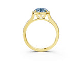 Yellow gold Fancy Blue Round Cut Halo Round Diamond Pavé Band with Four-Prong Setting_6