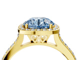 Yellow gold Fancy Blue Round Cut Halo Round Diamond Pavé Band with Four-Prong Setting_7