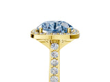 Yellow gold Fancy Blue Round Cut Halo Round Diamond Pavé Band with Four-Prong Setting_8