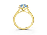 Yellow gold Fancy Blue Round Cut Halo Round Diamond Solitaire Engagement Ring with Pave Band and Four-Prong Setting_15