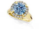 Yellow gold Fancy Blue Round  Cut Halo Solitaire Engagement Ring with Square Band and Four-Prong Setting_67