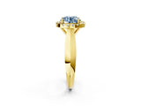 Yellow gold Fancy Blue Round  Cut Halo Solitaire Engagement Ring with Square Band and Four-Prong Setting_68