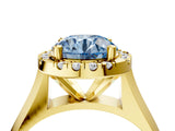 Yellow gold Fancy Blue Round  Cut Halo Solitaire Engagement Ring with Square Band and Four-Prong Setting_70