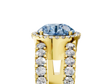 Yellow gold Fancy Blue Round  Cut Halo Split Shank Diamond Ring with Four-Prong Setting_50