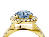 Yellow gold Fancy Blue Round  Cut Halo Split Shank Pave Set Ring_66