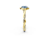 Yellow gold Fancy Blue Round Cut Halo Twist Band with Four-Prong Setting_14