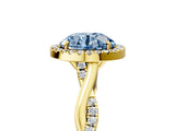 Yellow gold Fancy Blue Round Cut Halo Twist Band with Four-Prong Setting_17