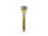 Yellow gold Fancy Blue Round  Cut Milgrain Channel Set Engagement Ring with Solitaire Prong Setting_50