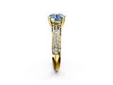 Yellow gold Fancy Blue Round  Cut Pave Diamond Engagement Ring with Channel Set Band and Four-Prong Setting_22