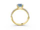 Yellow gold Fancy Blue Round  Cut Pave Diamond Engagement Ring with Channel Set Band and Four-Prong Setting_23