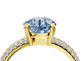 Yellow gold Fancy Blue Round  Cut Pave Diamond Engagement Ring with Channel Set Band and Four-Prong Setting_24