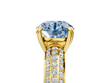 Yellow gold Fancy Blue Round  Cut Pave Diamond Engagement Ring with Channel Set Band and Four-Prong Setting_25