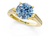 Yellow gold Fancy Blue Round Cut Solitaire Cathedral Diamond Engagement Ring with Channel-Set Band and Four-Prong Setting_4