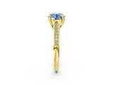 Yellow gold Fancy Blue Round Cut Solitaire Cathedral Diamond Engagement Ring with Channel-Set Band and Four-Prong Setting_5