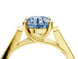 Yellow gold Fancy Blue Round Cut Solitaire Cathedral Diamond Engagement Ring with Channel-Set Band and Four-Prong Setting_7