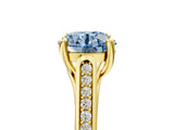 Yellow gold Fancy Blue Round Cut Solitaire Cathedral Diamond Engagement Ring with Channel-Set Band and Four-Prong Setting_8