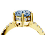 Yellow gold Fancy Blue Round Cut Solitaire Diamond Engagement Ring with Pavé Band and Six-Prong Setting_4